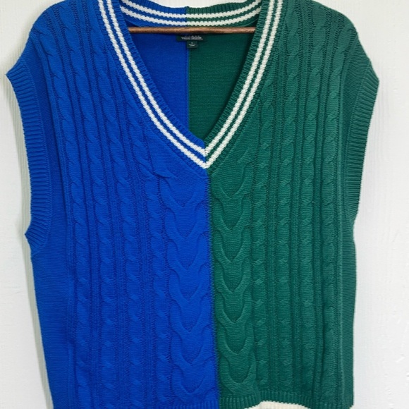 Wild fable - Cable Color-block V Neck Sleeveless Lightweight Sweater Size Small - Picture 7 of 11